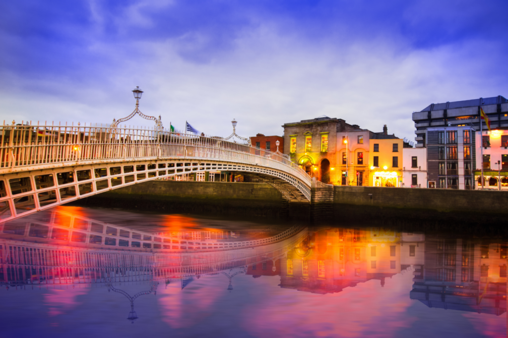 Hapenny Bridge at Sunset